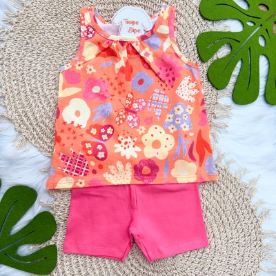  Conj. Regata Borboletas e Short - Laranja